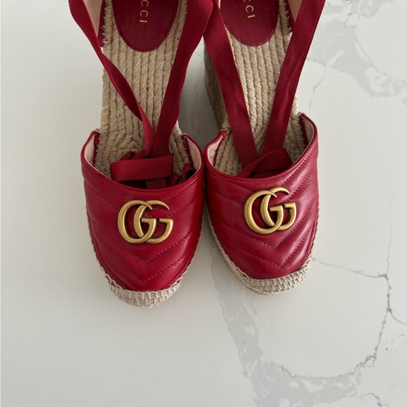 Gucci Palmyra Ankle Tie Espadrille Wedge (Woman) - Picture 4 of 6